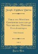 Table des Matières Contenues dans les 42 Volumes de l'Histoire Ecclésiastique, Vol. 1