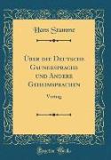 Über die Deutsche Gaunersprache und Andere Geheimsprachen