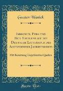 Immanuel Pyra und Sein Einfluss auf die Deutsche Litteratur des Achtzehnten Jahrhunderts