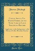 Carmen Arvale, Seu Martis Verber, or the Tonic Laws of Latin Speech and Rhythm: Supplement to the Prolegomena to the History of Italico-Romanic Rhythm