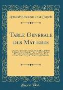 Table Generale des Matieres