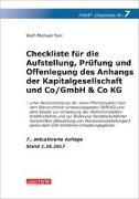 Checkliste 7 für die Aufstellung, Prüfung und Offenlegung des Anhangs der Kapitalgesellschaft und Co/GmbH & Co KG