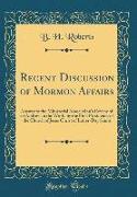 Recent Discussion of Mormon Affairs