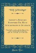 Antritts-Rede des Rabbiners Dr. Wolf Schlessinger zu Sulzbach