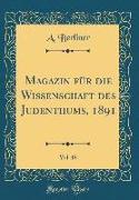 Magazin für die Wissenschaft des Judenthums, 1891, Vol. 18 (Classic Reprint)
