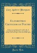 Elizabethan Criticism of Poetry