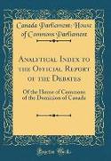 Analytical Index to the Official Report of the Debates