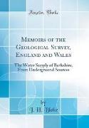 Memoirs of the Geological Survey, England and Wales