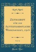 Zeitschrift für die Alttestamentliche Wissenschaft, 1916, Vol. 36 (Classic Reprint)