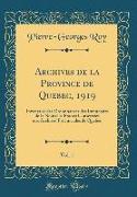 Archives de la Province de Quebec, 1919, Vol. 1