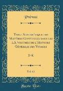 Table Alphabétique des Matières Contenues dans les LX Volumes de l'Histoire Générale des Voyages, Vol. 62