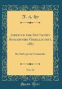 Jahrbuch der Deutschen Shakespeare-Gesellschaft, 1885, Vol. 20