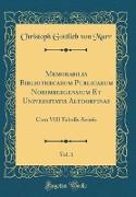 Memorabilia Bibliothecarum Publicarum Norimbergensium Et Universitatis Altdorfinae, Vol. 1