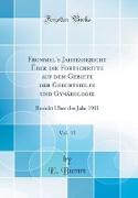 Frommel's Jahresbericht Über die Fortschritte auf dem Gebiete der Geburtshilfe und Gynäkologie, Vol. 15