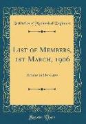 List of Members, 1st March, 1906
