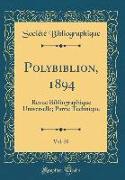 Polybiblion, 1894, Vol. 20