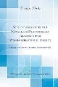 Sitzungsberichte der Königlich Preussischen Akademie der Wissenschaften zu Berlin