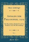 Annalen der Philosophie, 1919, Vol. 1