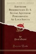 Kritische Bemerkungen Zu S. Silviae Aquitanae Peregrinatio Ad Loca Sancta (Classic Reprint)