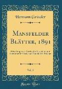 Mansfelder Blätter, 1891, Vol. 5