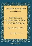 New England Conservatory of Music Concert Programs