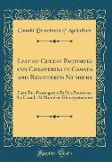 List of Cheese Factories and Creameries in Canada and Registered Numbers