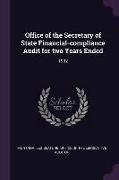 Office of the Secretary of State Financial-Compliance Audit for Two Years Ended: 1992