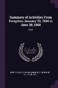 Summary of Activities from Inception January 22, 1934 to June 30, 1960: 1961