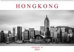 Hongkong schwarzweiß - rot (Wandkalender 2019 DIN A2 quer)