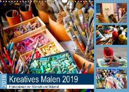 Kreatives Malen 2019. Impressionen von Mensch und Material (Wandkalender 2019 DIN A3 quer)