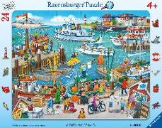Ravensburger Kinderpuzzle - 06152 Ein Tag am Hafen - Rahmenpuzzle für Kinder ab 4 Jahren, mit 24 Teilen