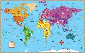 Kids' Illustrated World Wall Map Folded