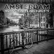 AMSTERDAM Monochrome Highlights (Wall Calendar 2019 300 × 300 mm Square)