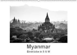 Myanmar - Eindrücke in S & W (Wandkalender 2019 DIN A2 quer)