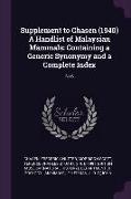 Supplement to Chasen (1940) a Handlist of Malaysian Mammals: Containing a Generic Synonymy and a Complete Index: N/A