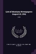 List of Montana Newspapers: August 15, 1941: 1941