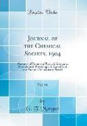 Journal of the Chemical Society, 1904, Vol. 86: Abstracts of Papers on Physical, Inorganic, Mineralogical, Physiological, Agricultural, and Analytical