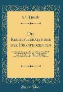 Die Rechtsverhältnisse der Privatdozenten