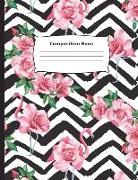 Composition Book: Monochrome Floral College Ruled Notebook for Taking Notes Journaling School or Work for Girls