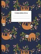 Composition Book: Hand Drawn Sloth Pattern College Ruled Notebook for Taking Notes Journaling School or Work for Girls