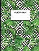 Composition Book: Monochrome Tropical Pattern College Ruled Notebook for Taking Notes Journaling School or Work for Girls