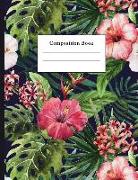 Composition Book: Watercolor Tropical Flowers College Ruled Notebook for Taking Notes Journaling School or Work for Girls