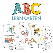 ABC-Lernkarten der Tiere, Bildkarten, Wortkarten, Flash Cards mit Groß- und Kleinbuchstaben