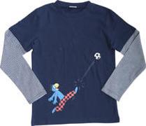 Globi T-Shirt langarm dunkelblau Fussballer 98/104