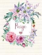 Paige: Personalized Floral XL Lined Notebook with 110 Inspirational Quotes