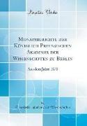 Monatsberichte der Königlich Preussischen Akademie der Wissenschften zu Berlin