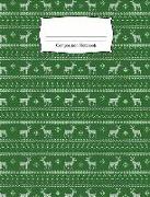 Composition Notebook: Green Reindeer Sweater Pattern Wide Ruled Notebook