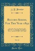 Record Series, For The Year 1892, Vol. 13