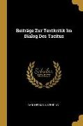 Beiträge Zur Textkritik Im Dialog Des Tacitus