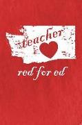 Teacher Red for Ed: Notebook Journal Diary 110 Lined Pages Washington Public Education Book